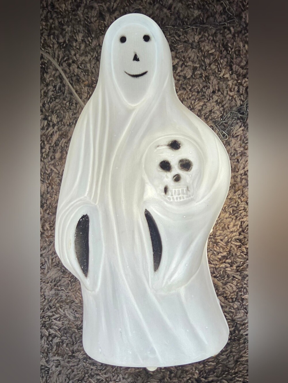 Bayshore Vintage Smiling Ghost Carrying Skull Blow Mold Light Works